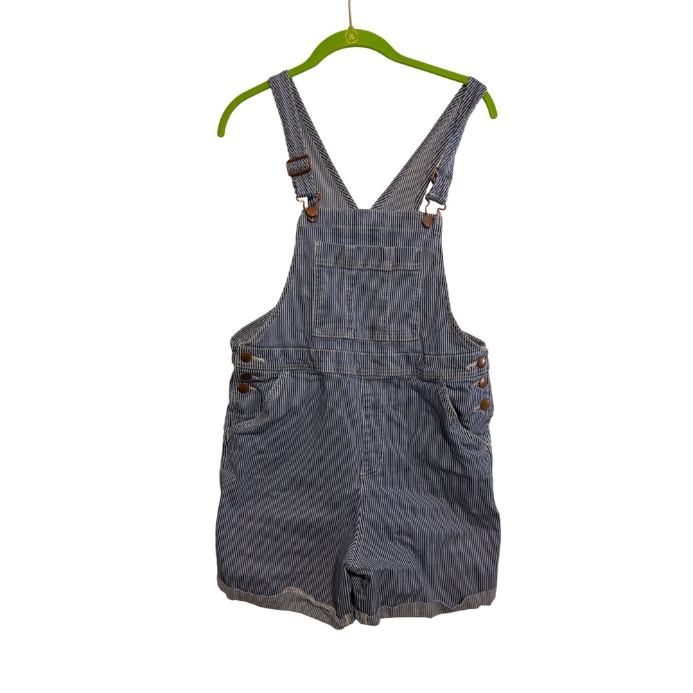 Universal Thread Shortalls Womens 6 Blue‎ Hickory Stripe Denim Bib Overalls